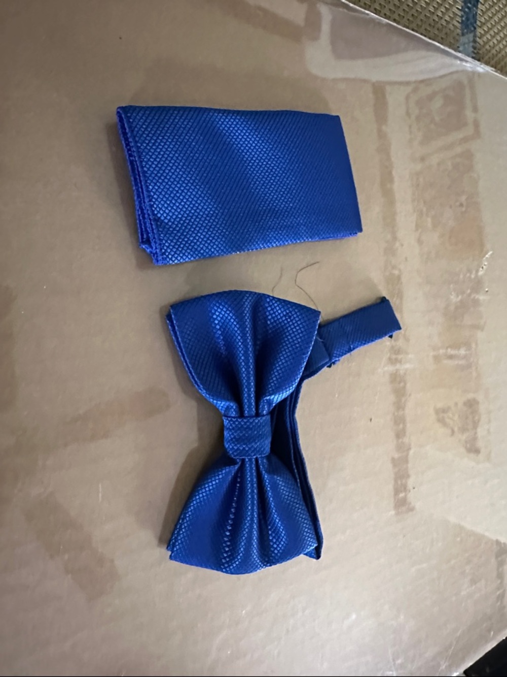 Classic Royal Blue Bow Tie with Pocket Square Set